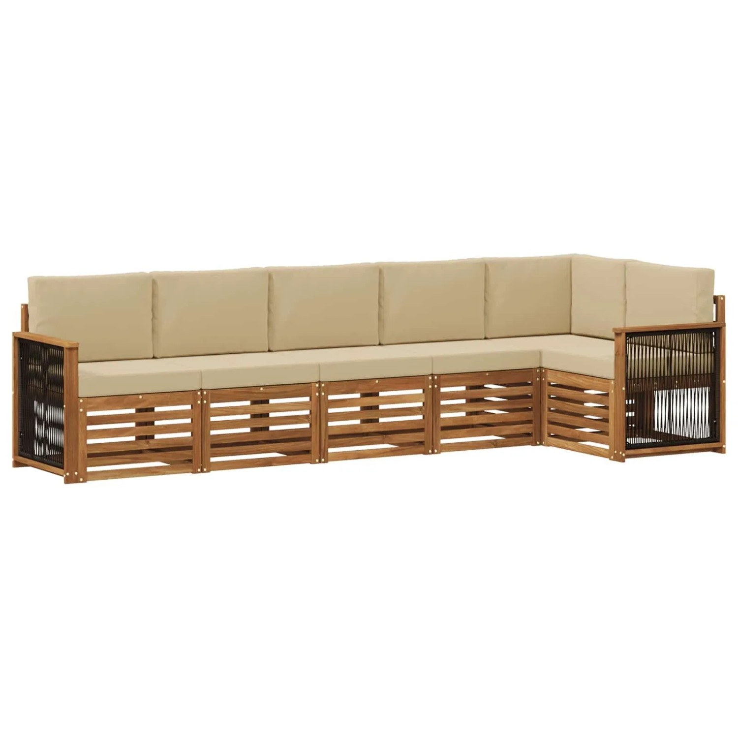 vidaXL Ecksofa Set 5 Stk Natur Massives Akazienholz und Polyester 3384414