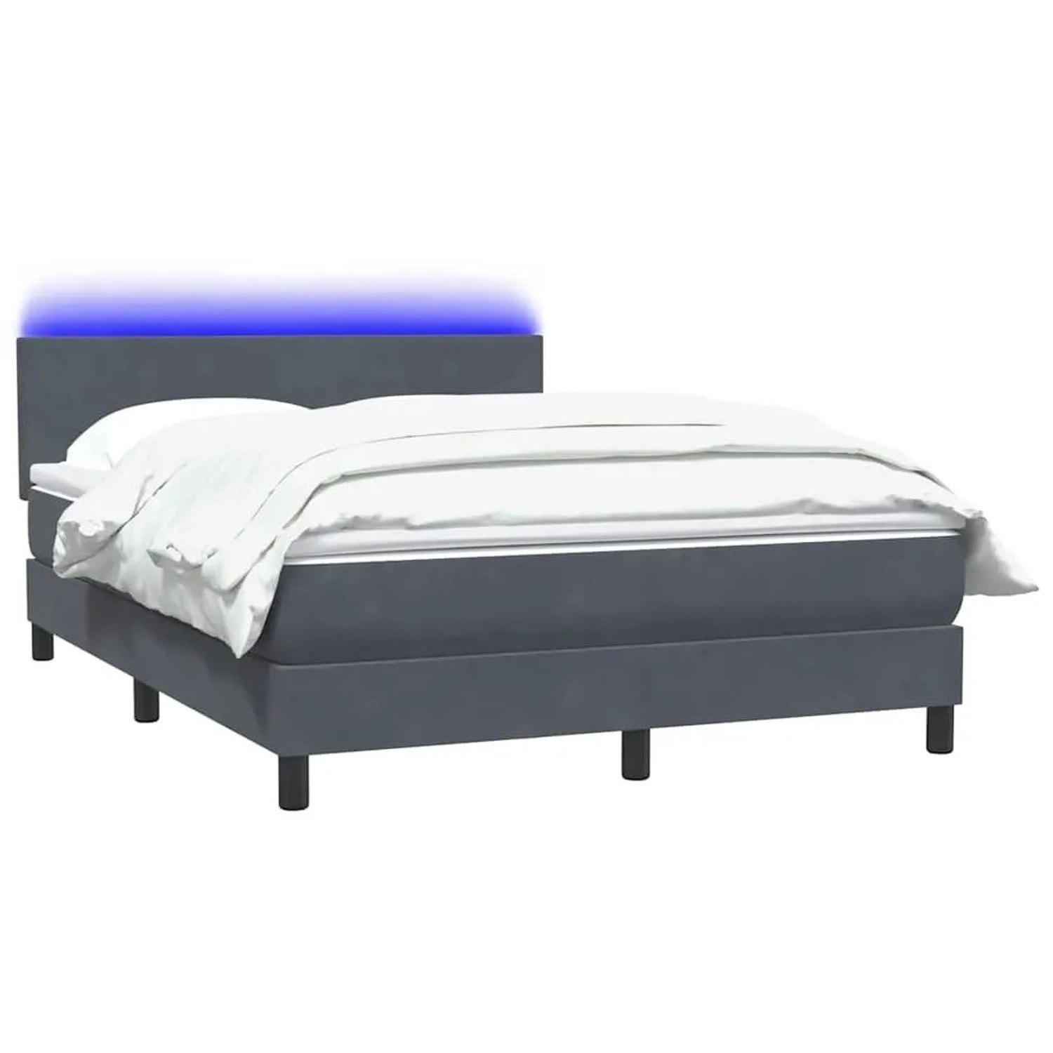 vidaXL Boxspringbett mit Matratze & LED Dunkelgrau 140x220 cm Samt 3316738 günstig online kaufen