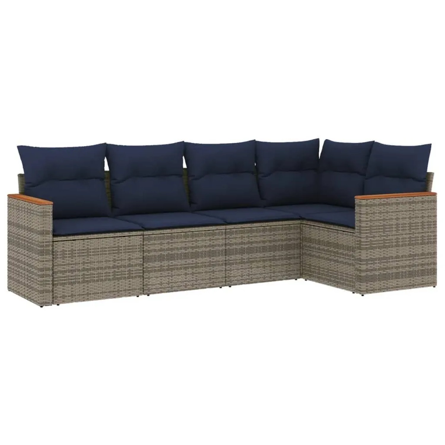 vidaXL 5-Tlg Gartensofa-Set mit Kissen Grau Polyrattan 3225949 günstig online kaufen