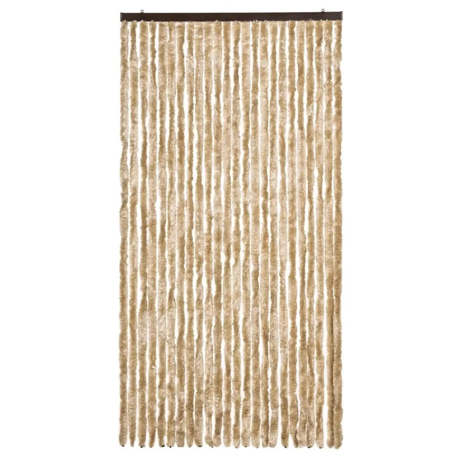 Beiger Chenille Insektenschutz-Vorhang, 100x220 cm, mit vertikalen Strängen für Türen. Ideal als Fliegengitter.