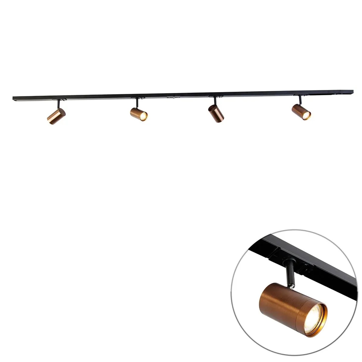 QAZQA Modernes 1 Phasen Schienensystem mit 4 Strahlern DunkelBronze Jeana