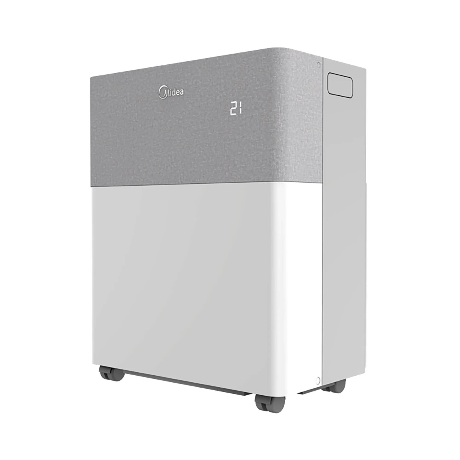 Midea PortaSplit Cool mobile Klimaanlage in Weißgrau. Klimagerät mit Rollen und digitaler Anzeige.
