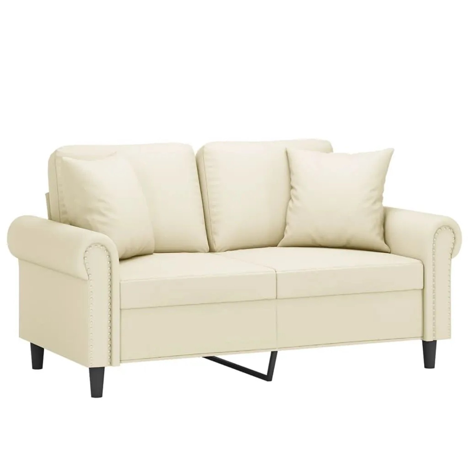 vidaXL 2-Sitzer-Sofa mit Zierkissen Creme 120 cm Kunstleder 3200926 günstig online kaufen