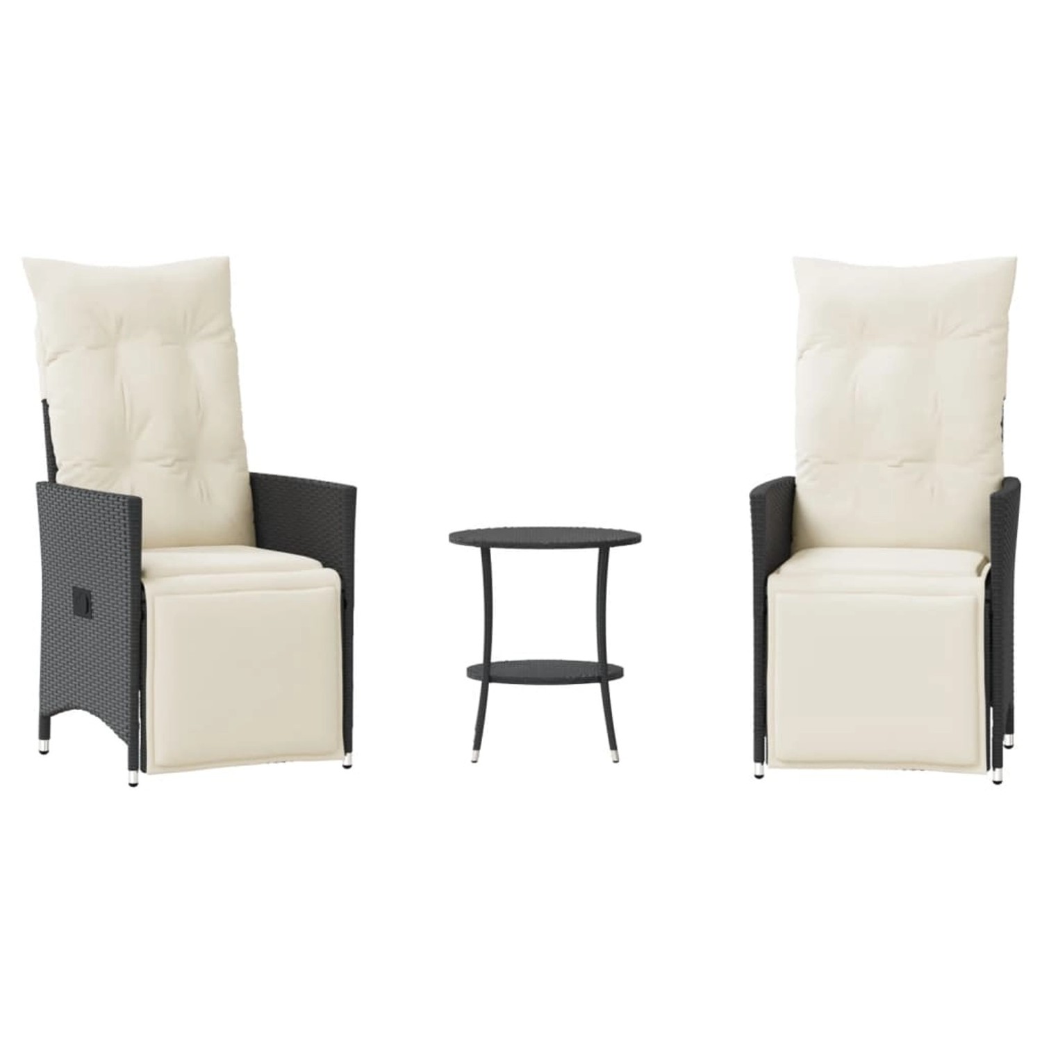 vidaXL 3-tlg Bistro-Set mit Kissen Schwarz Poly Rattan Modell 23