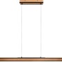 Holzfarbige LED-Pendelleuchte Deacon mit Touch Dimmer, 42W, 5000 lm für Wohn- und Schlafzimmer.