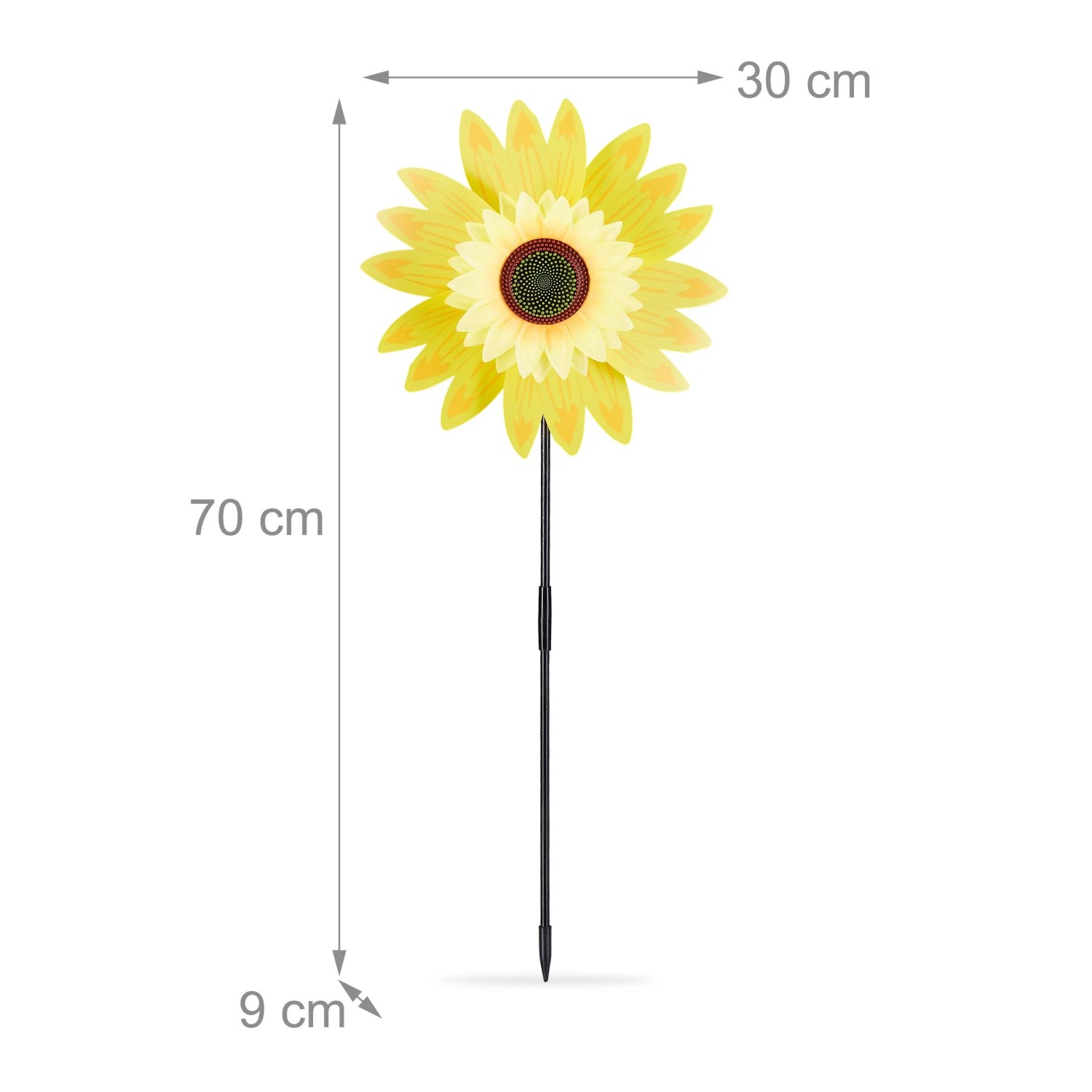 Relaxdays Windrad Blumenstecker Kunststoff Gelb 70 cm x 30 cm x 9 cm 70 g_4