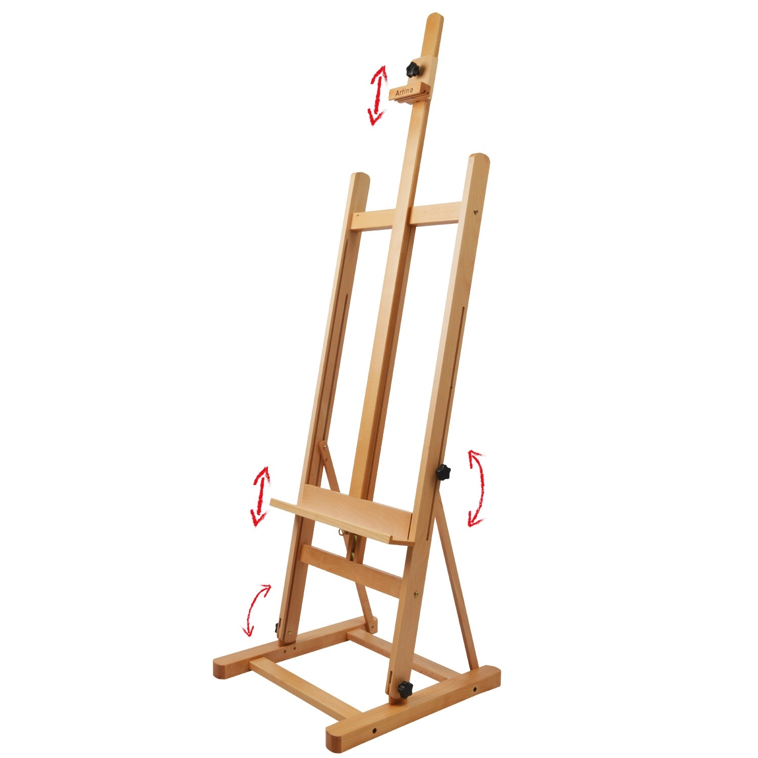 Artina Siena Staffelei aus Buchenholz, höhenverstellbar für Leinwände bis 125cm Höhe.