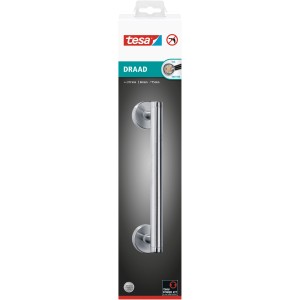 tesa® DRAAD Haltegriff aus gebürstetem Edelstahl mit Klebelösung für Bad & Dusche.
