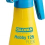 Gloria Hobby 125 Flex Drucksprühgerät, 1,25 l, gelb/blau, mit schwenkbarer Düse und flexiblem Steigrohr.
