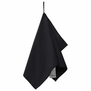 Schwarzes vidaXL Sporthandtuch, 50x30 cm, aus Polyester und Polyamid, mit Aufhängeschlaufe.