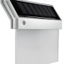REV Ritter LED-Solar-Hausnummerleuchte Quattroline in Silber-Schwarz mit Solarpanel.