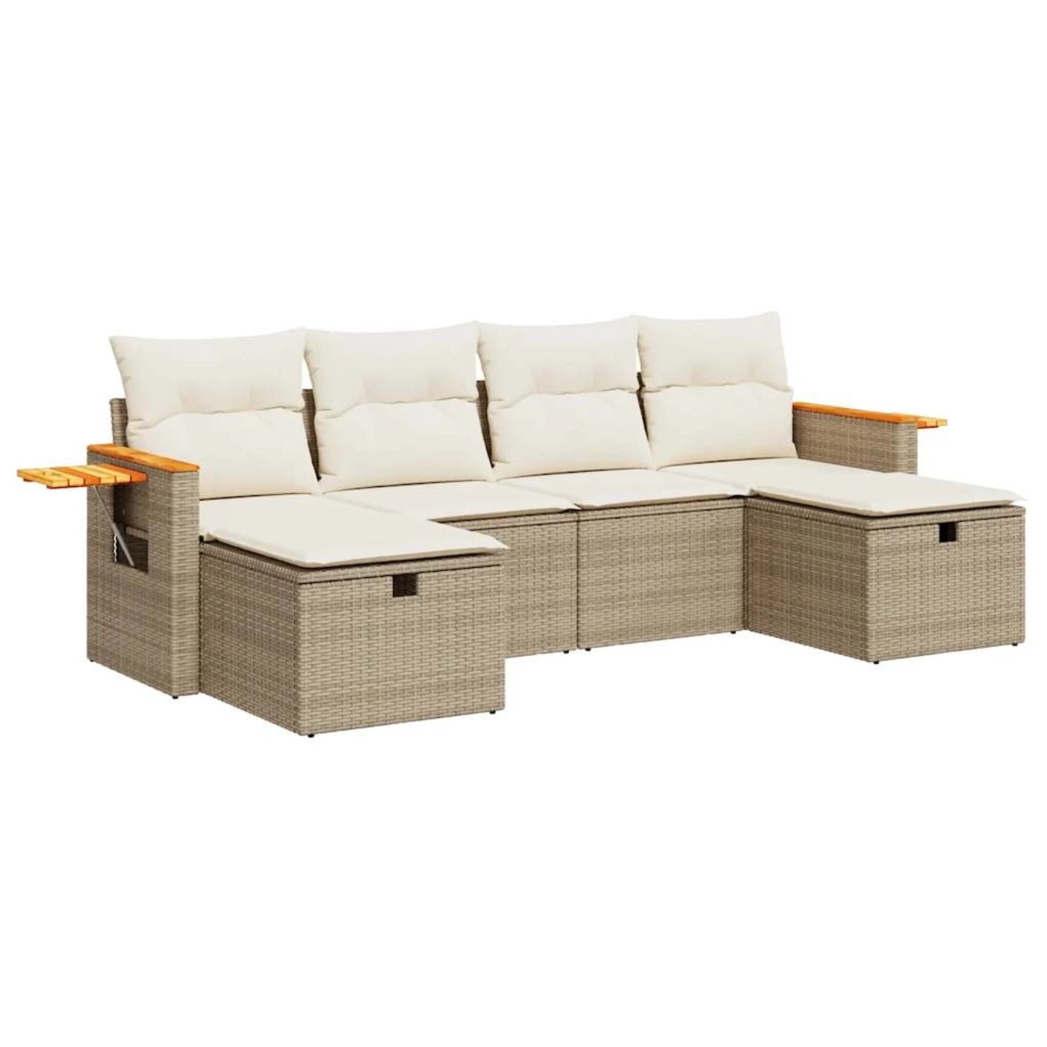 vidaXL 6-Tlg Garten-Sofagarnitur mit Kissen Beige Poly Rattan 3325999 günstig online kaufen