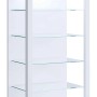 Weißer Glasol3 Vitrinenschrank mit fünf Glasböden. Ideal zur Aufbewahrung und Dekoration.