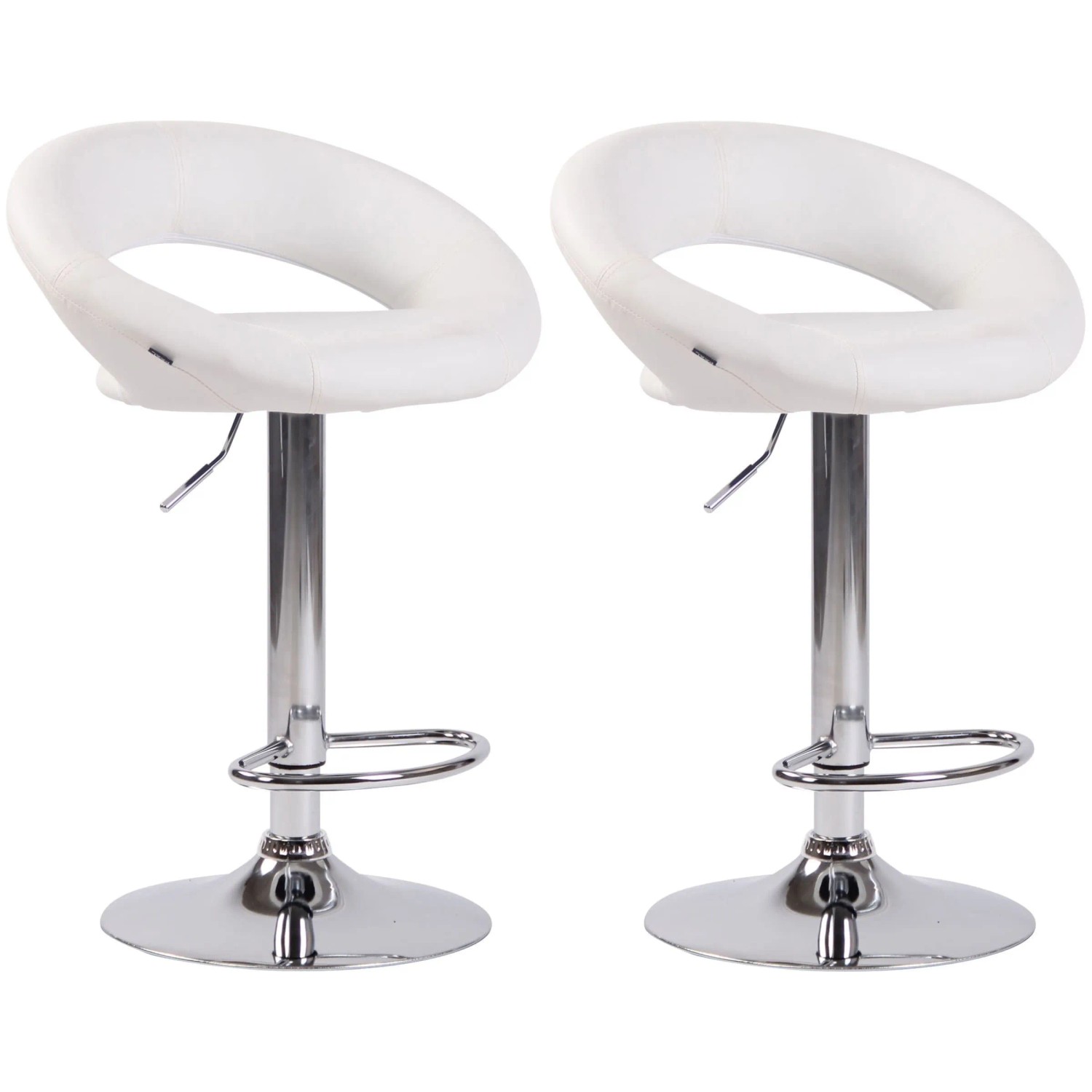 CLP 2er Set Barhocker Olinda Kunstleder Weiß/Chrom