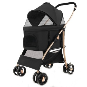 Costway 3-in-1 Hundebuggy, klappbar, bis 15 kg, schwarz. Ideal für den sicheren Transport kleiner Hunde.
