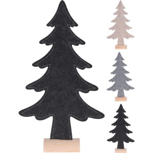 Filz Weihnachtsbaum (40cm) in Schwarz, Grau und Beige auf Holzfuß, Weihnachtsdeko.