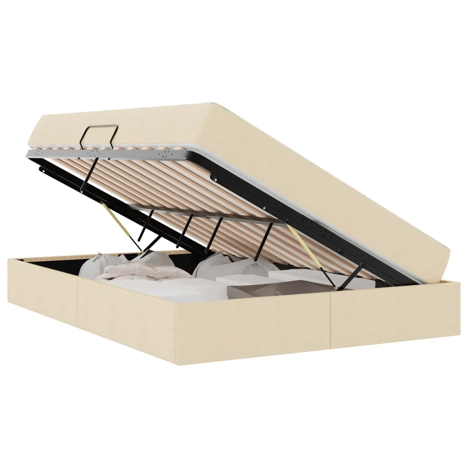 vidaXL Stauraumbett mit Matratze Creme 140 x 200 cm Polyester 3399668 günstig online kaufen
