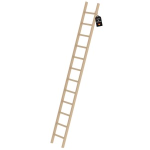 PROREGAL Sprossen-Anlegeleiter aus Holz mit 12 Sprossen und "Made in Germany" Anhänger.