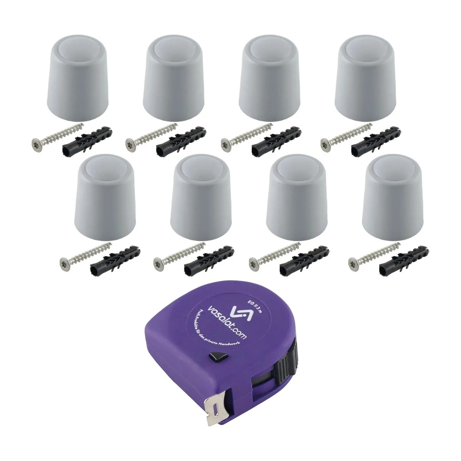 vasalat Set Türstopper Boden & Wand zum Schrauben Ø 30 mm H 32 mm Grau