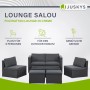 Schwarze Juskys Polyrattan Lounge Salou mit grauen Polstern, ideal für Garten & Terrasse.