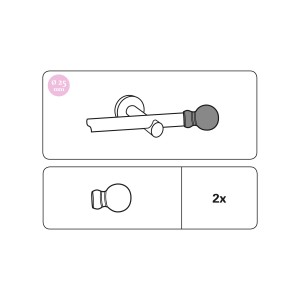 Gardinia Holz-Endknöpfe Country Kugel, Eiche, 2er-Pack für Stilgarnituren mit Ø 25 mm Stangen.