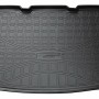 Schwarze Gummi Kofferraumwanne für VW Tiguan II ab 2016 mit Varioboden in tiefer Position.