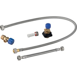 Geberit Wasseranschluss-Set für Monolith WC-Modul 101 cm mit Eckventilen und Panzerschläuchen.