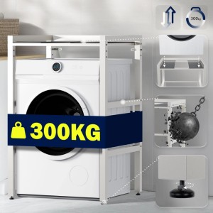 DELUKE Stapelgestell Für Wäschetrockner Auf Waschmaschine MIXON Stahlgestell 300kg Tragkraft Waschmaschinengestell Weiß