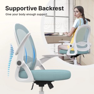 Rattantree Ergonomischer Drehstuhl mit Netzrücken Klapparmlehnen Höhenverstellbar Hellgrün