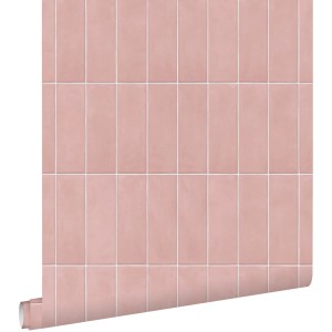 ESTAhome Tapete Fliesenmuster Hellrosa 50 x 900 cm