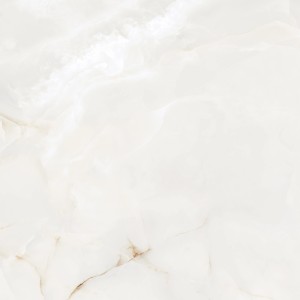 Weiße, polierte Feinsteinzeug Bodenfliese 120x120 cm mit Marmor Optik für Innenräume.
