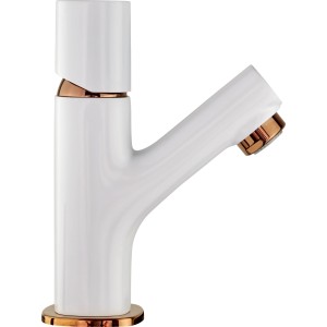 baliv Waschtischarmatur WT-270 in Weiß-Gold, moderne Badarmatur für Waschbecken.