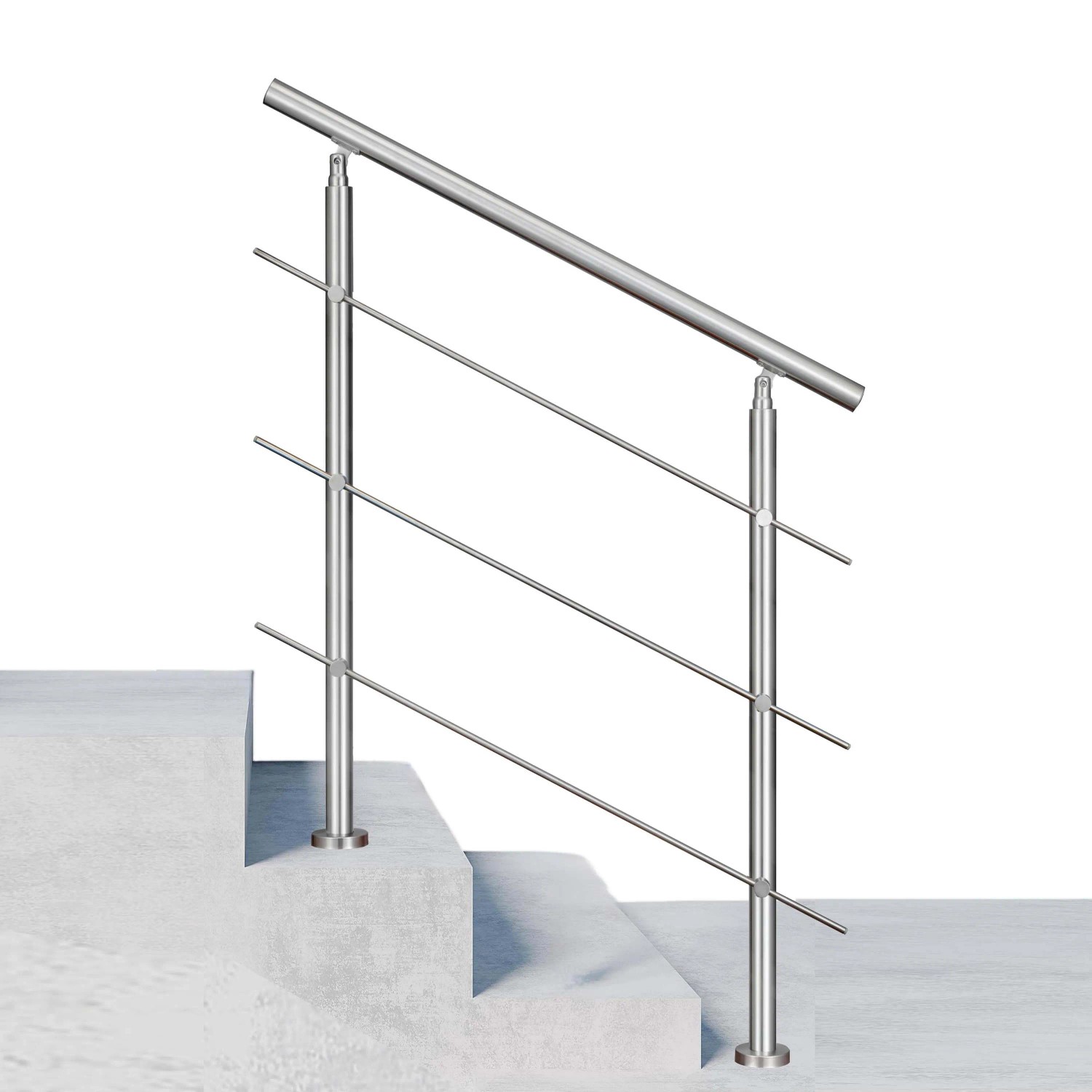 Duschparadies Edelstahl Geländer 100 cm mit 3 Querstäben für Innen und Außen