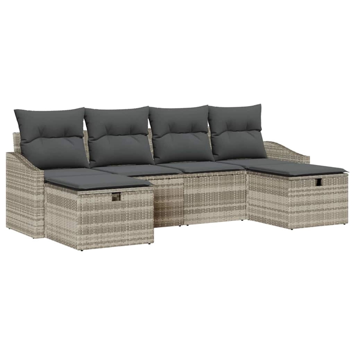 vidaXL Garten-Sofa-Set mit Kissen 6-Tlg Hellgrau Poly Rattan 3359321 günstig online kaufen