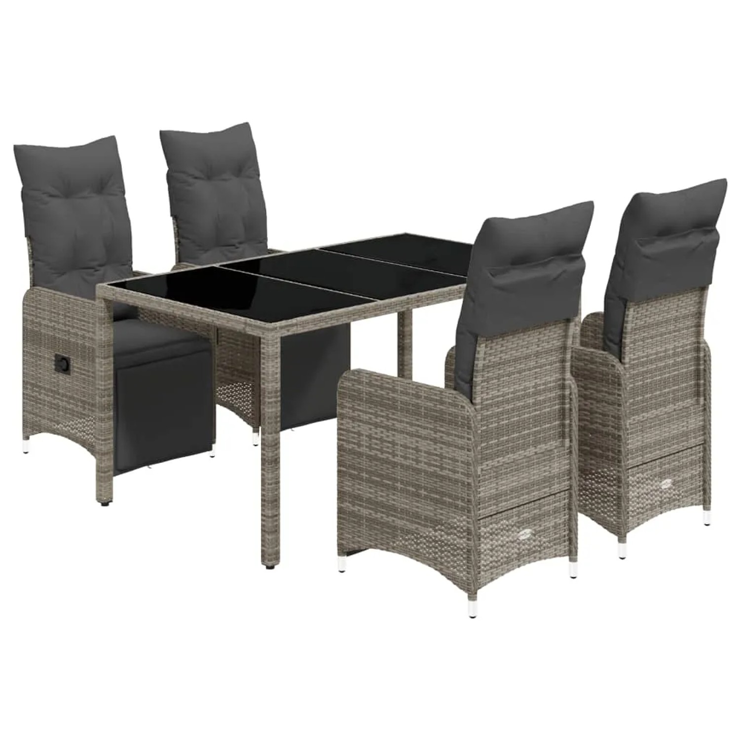 vidaXL 5-tlg. Garten-Bistro-Set mit Kissen Grau Poly Rattan günstig online kaufen