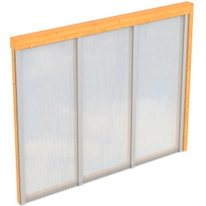 Skan Holz Seitenwand für Terrassenüberdachung, 305x200 cm, Douglasie Natur mit Polycarbonatplatten.