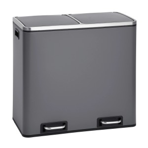 Grauer Svita Treteimer mit 2 Fächern (48L) zur Mülltrennung.