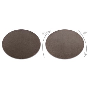 Runder brauner RugsX Teppich Eton Plus. Zwei Ansichten des Teppichs, der um 180 Grad gedreht ist.