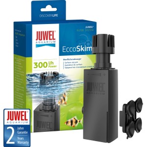 Juwel EccoSkim Oberflächenabsauger für Aquarien, mit Verpackung und Saugnapfhalterung.