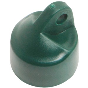 Grüne Strebenkappe für Zaunstrebe, Ø 34 mm, aus PVC mit Aufnahme für Befestigungsschelle.