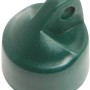 Grüne Strebenkappe für Zaunstrebe, Ø 34 mm, aus PVC mit Aufnahme für Befestigungsschelle.