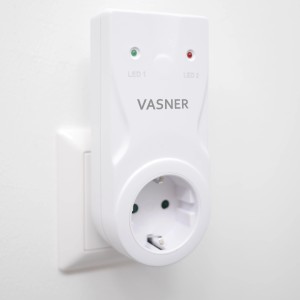 Vasner Funkthermostat mit Steckdosenempfänger in Weiß, zur Steuerung von Elektroheizungen.