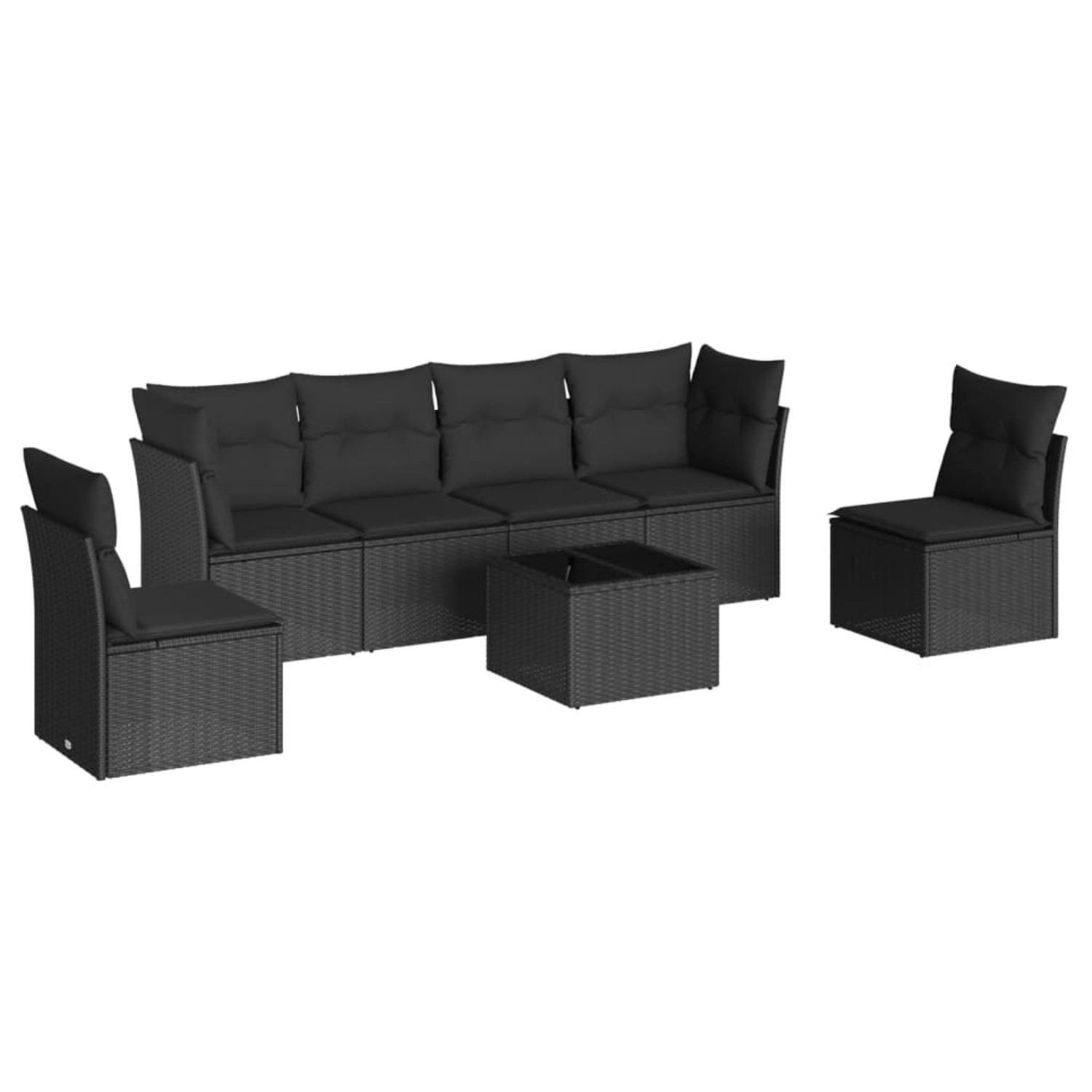 vidaXL 7-tlg Garten-Sofagarnitur mit Kissen Schwarz Poly Rattan Modell 52 günstig online kaufen