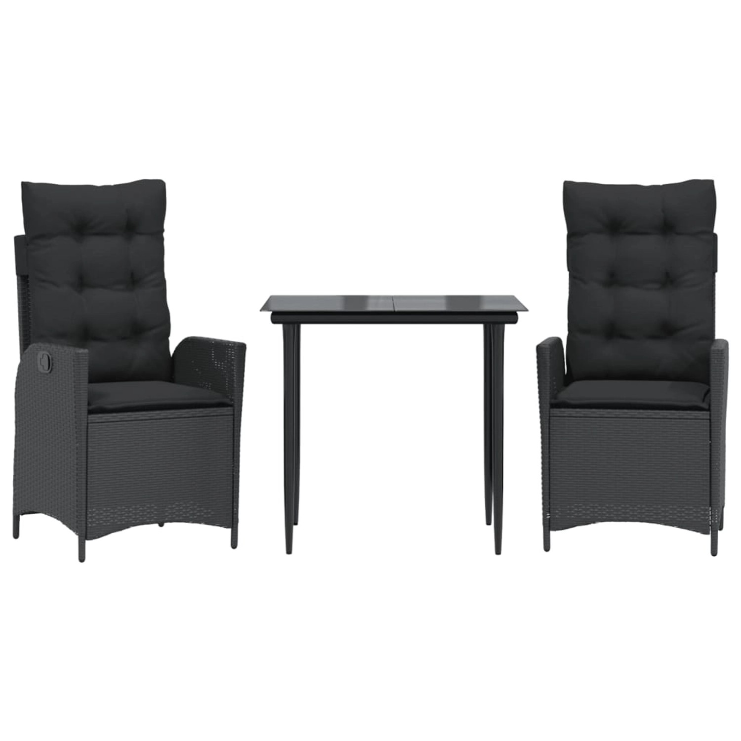 vidaXL 3-Tlg Garten-Essgruppe mit Kissen Schwarz Poly Rattan 3213174 günstig online kaufen