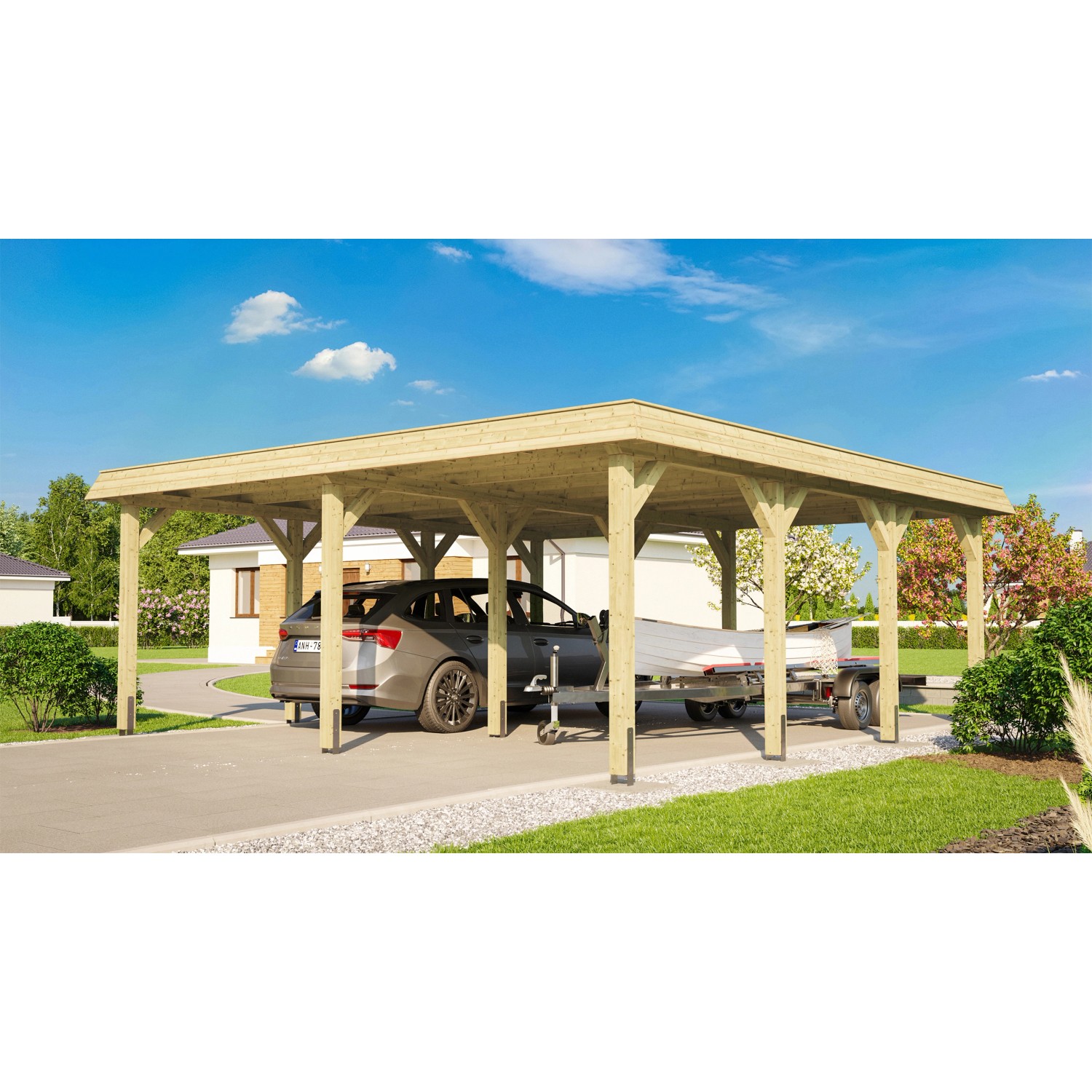 Weka Doppelcarport 615 mit Flachdach  Gr.1  576 cm x 591 cm