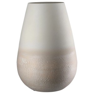 Beige Gilde Echo Metall Tischvase, 33 cm, matt oben, strukturiert unten. Dekorative Vase für Wohnzimmer.