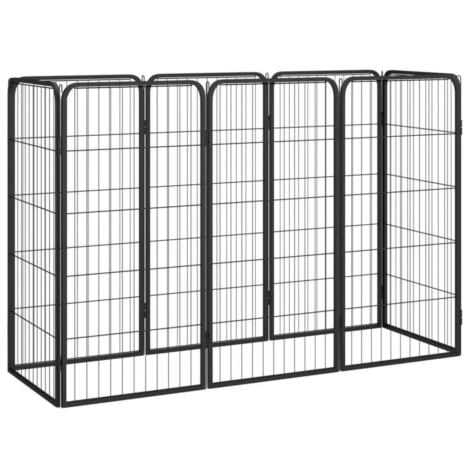 vidaXL 8 Tlg Hundelaufstall Schwarz 50x100 cm Stahl Pulverbeschichtet 3115958