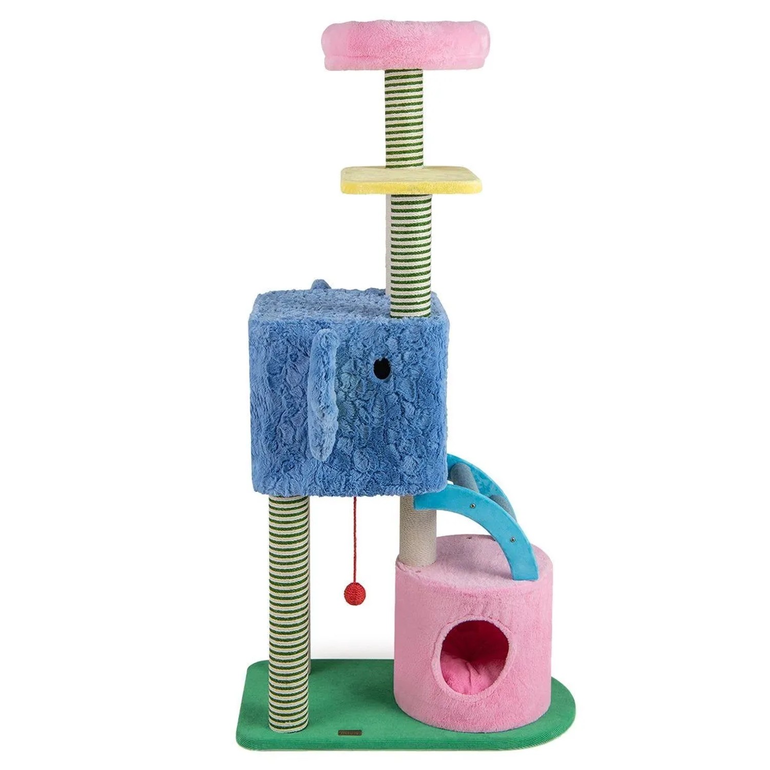 Costway Katzenmöbel Kletterbaum Katzenbaum Elefanten-Form Bunt 154 cm