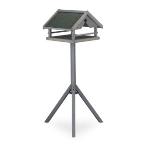 Relaxdays Vogelfutterhaus Tannenholz Grau Grün mit Ständer 120 cm x 62 cm x 55 cm 3,7 kg