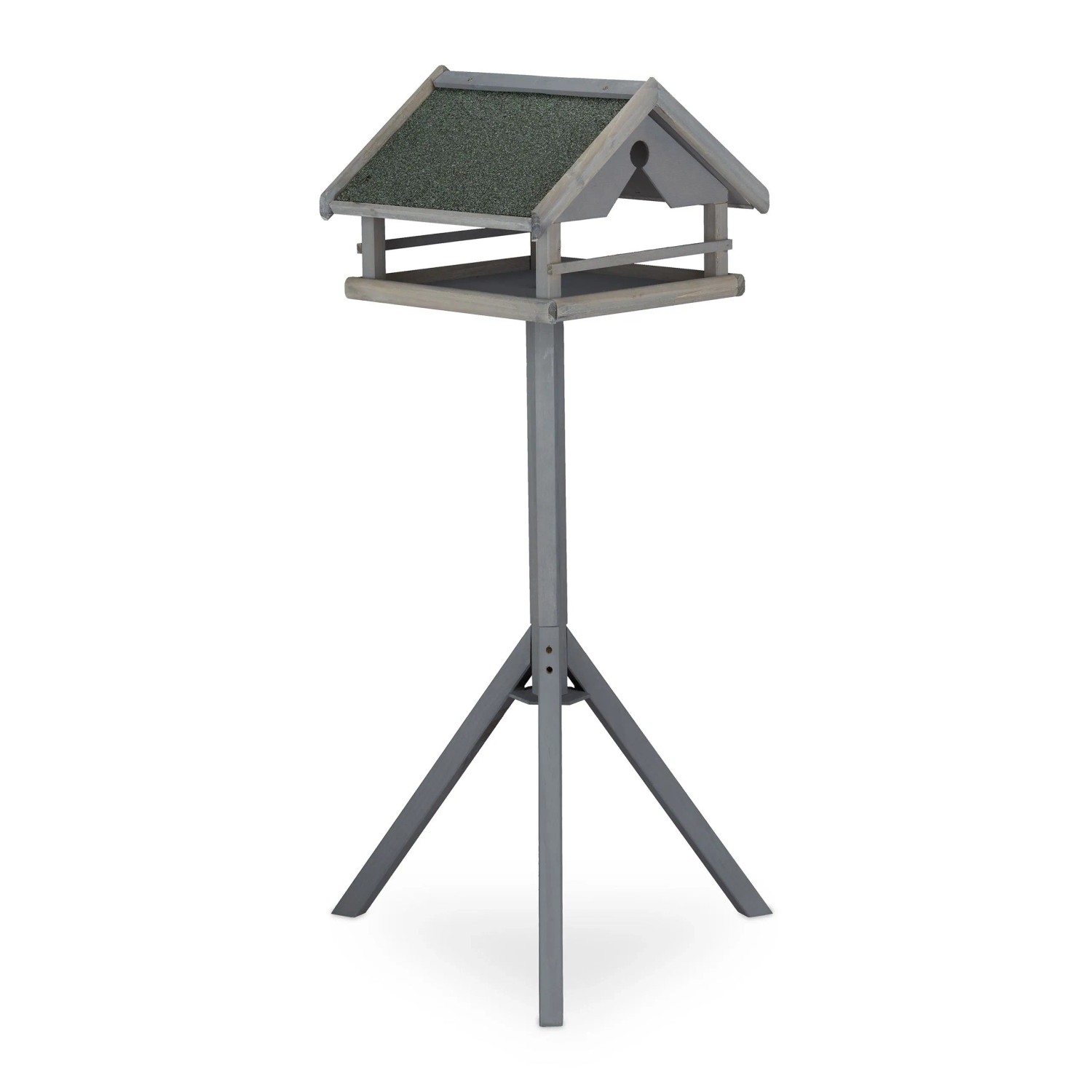 Relaxdays Vogelfutterhaus Tannenholz Grau Grün mit Ständer 120 cm x 62 cm x 55 cm 3,7 kg